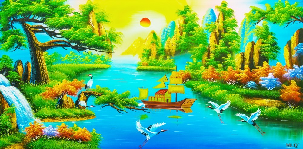 Phong cảnh làng quê - sơn dầu MLQ`